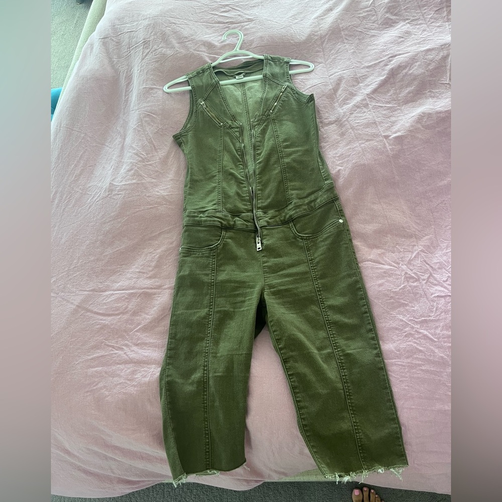 Overall green jeans